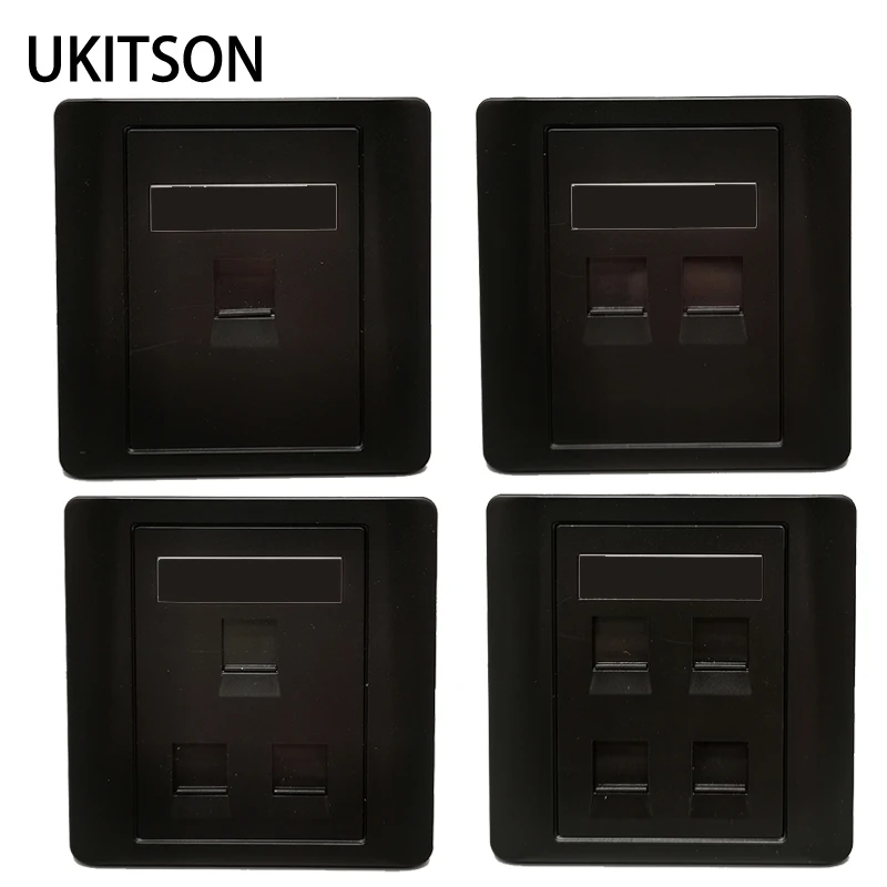 Black Color Empty Wall Frame Faceplate Insert For 1 Gang 2 Ports 4 Keystone Jack Module Face Panel Outlet In Dark Paint