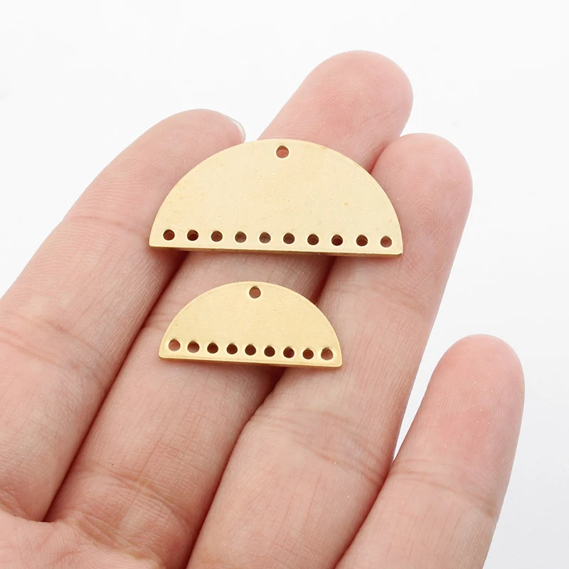 20pcs Semicircle Shape Charms Raw Brass Pendant Connector Statement For DIY Tassel Necklace Bracelet Jewelry Making Accessories