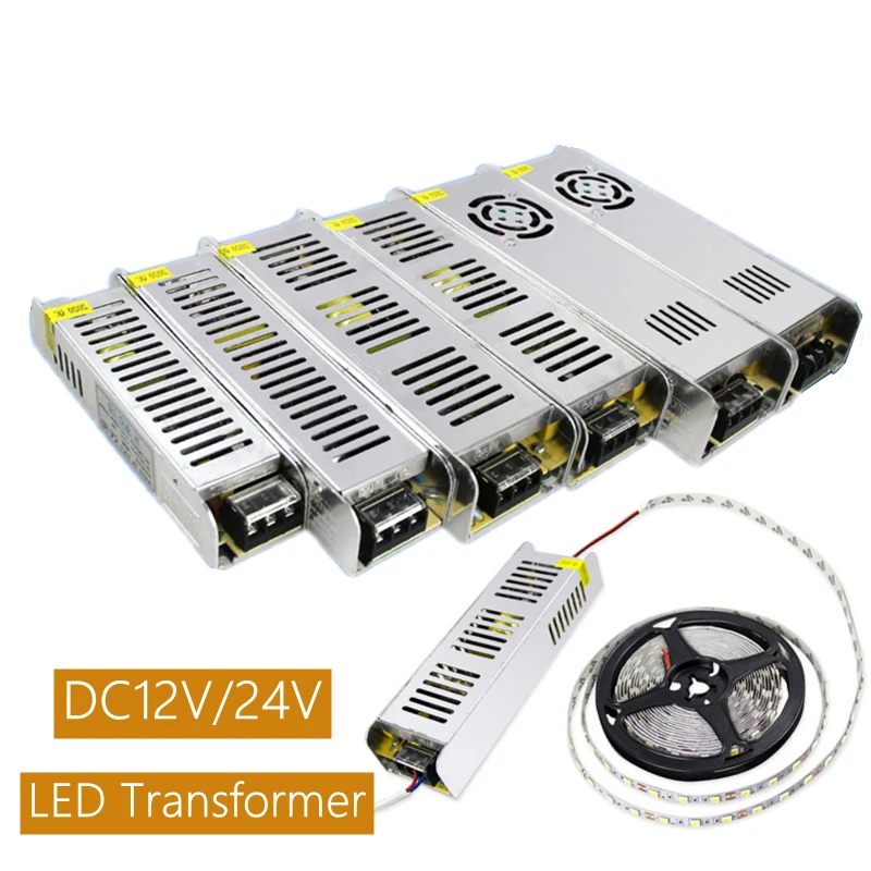 DC12/24V LED przełączanie transformatora oświetlenia Adapter do zasilacza AC110-220V do DC12/24V 1A 2A 5A 10A 20A 30A sterownik Strip lampa