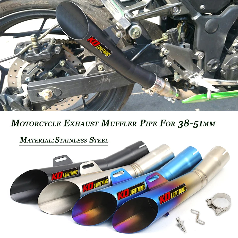 Motorcycle Exhaust Silencer Pipe DB Killer Baffler Tubes Stainless Steel System Silp On 38-51mm Vent Muffler Tip Tubes Refit