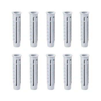 Uxcell 50pcs 8mmX40mm 플라스틱 확장 파이프 열 콘크리트 앵커 벽 플러그 회색 홈 가든 DIY 응용 프로그램