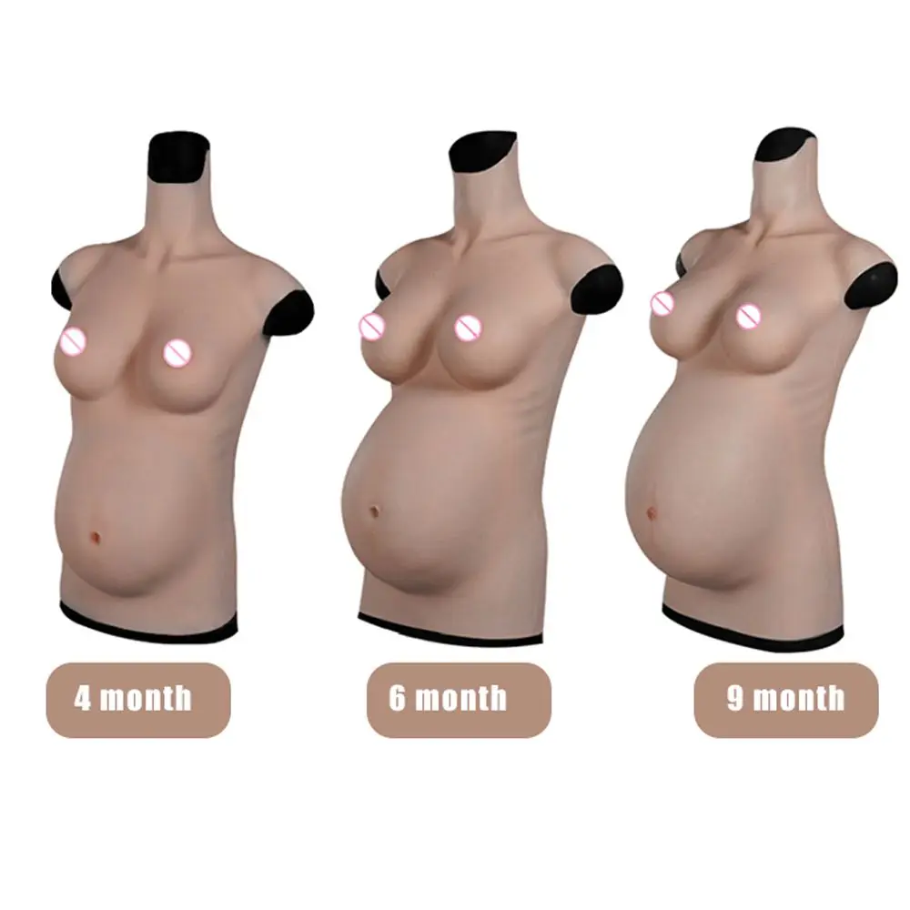 3-9 Month Artificial Fake Baby Bump Tummy Costume False Pregnancy Prosthetic Stomach Film Props False Silicone Pregnant Belly