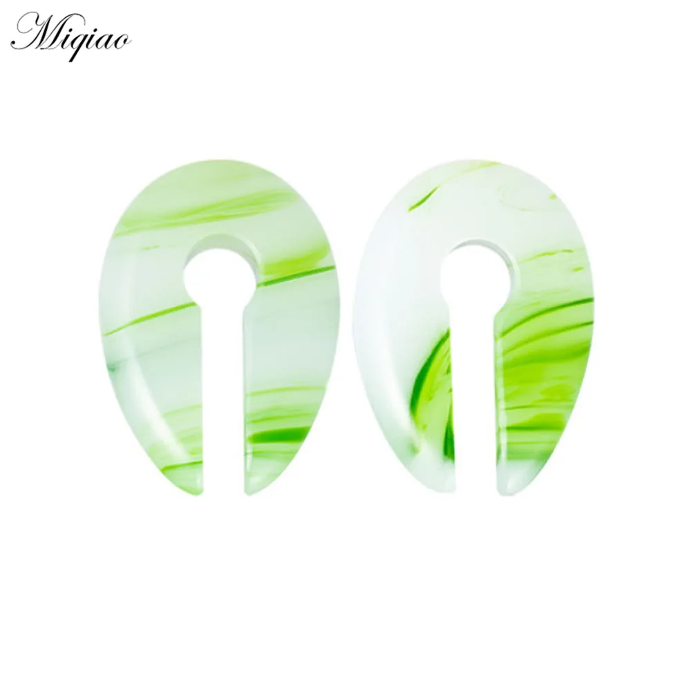 Miqiao 2pcs Explosive Personality Natural Stone Pattern Key Ear Expander Body Exquisite Piercing Jewelry