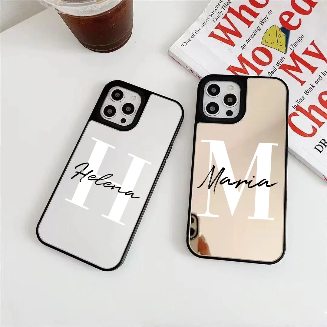 Custom Monogram Initial Name Luxury Mirror Cases for Iphone 13 11 Pro 12/11Pro MAX 9 8 7 Plus X XS Max XR Case Shockproof Covers