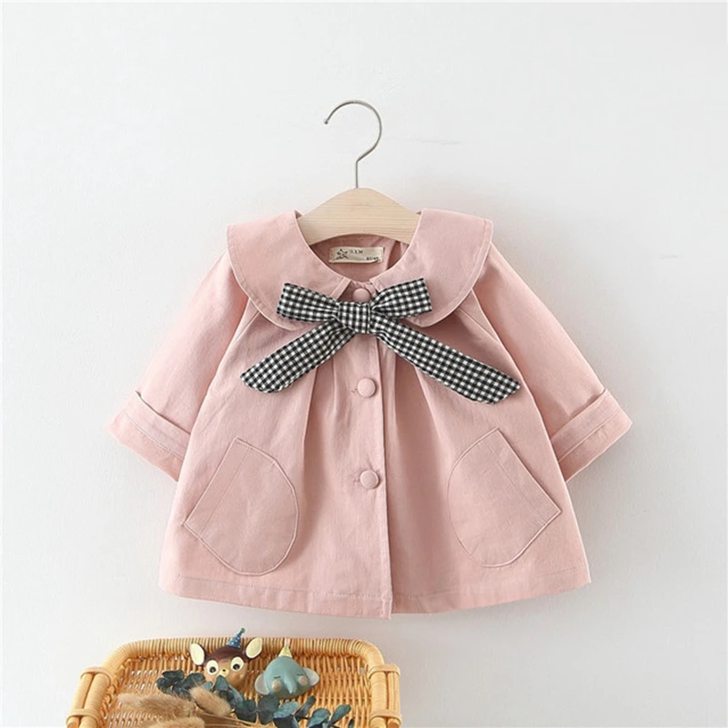 COOTELILI Spring Autumn Kids  Jacket For Girls Coat Windbreakers Teenage Outerwear Korean Kids Clothes Bow Trench Coat