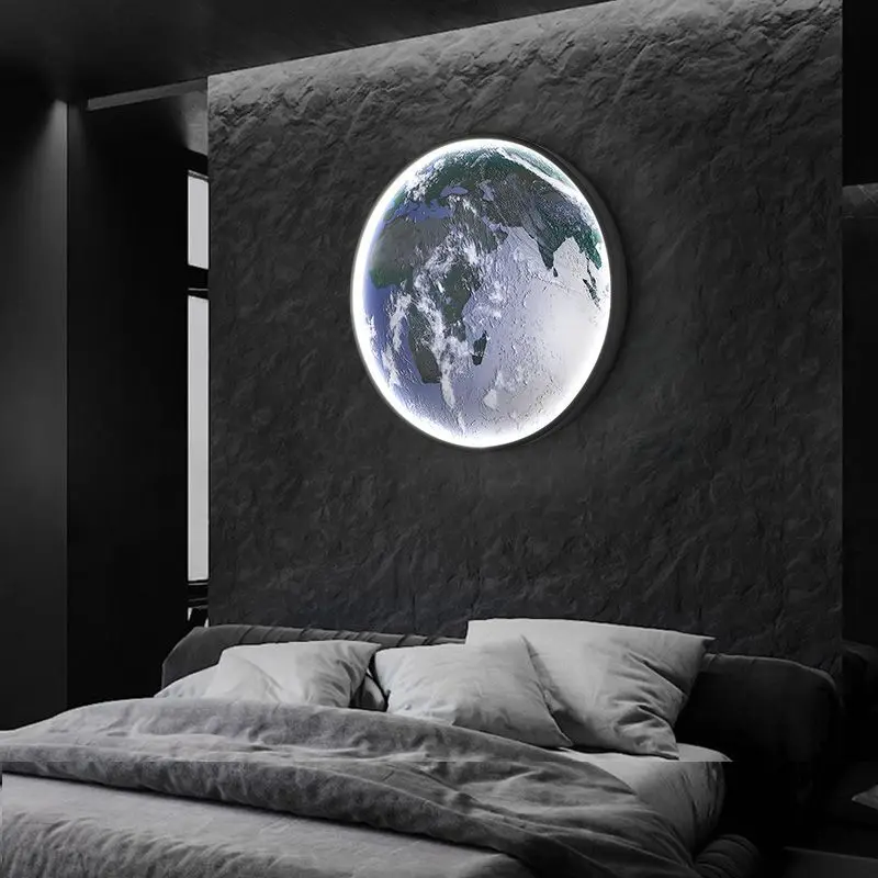 Imagem -03 - Luminária de Parede com Luz Led para Terra Decoração de Parede para Salão de Beleza Luz de Fundo e Mural de Ambiente Planetário para Casa e Quarto