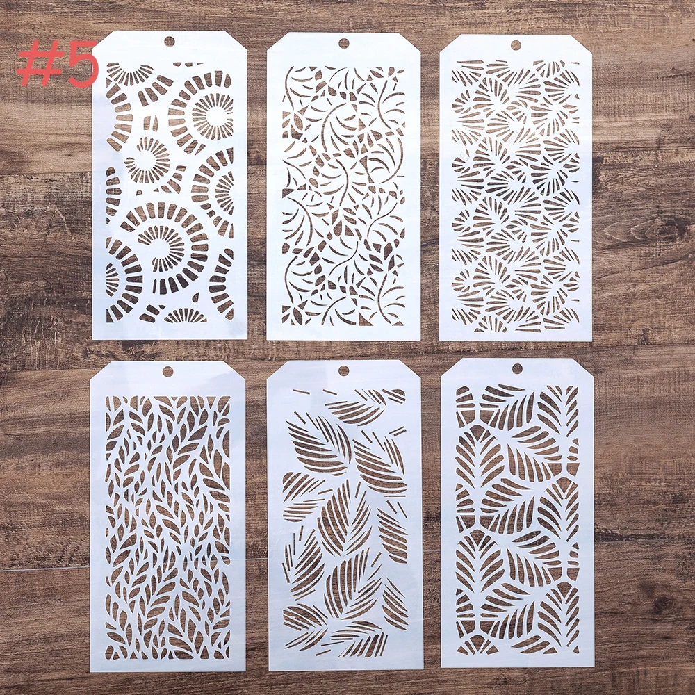 6 PCS DIY Craft Poppy Tropical Leaf Stencil for DIY Scrapbooking Stamping Album Crafts Decorative Paper Cards