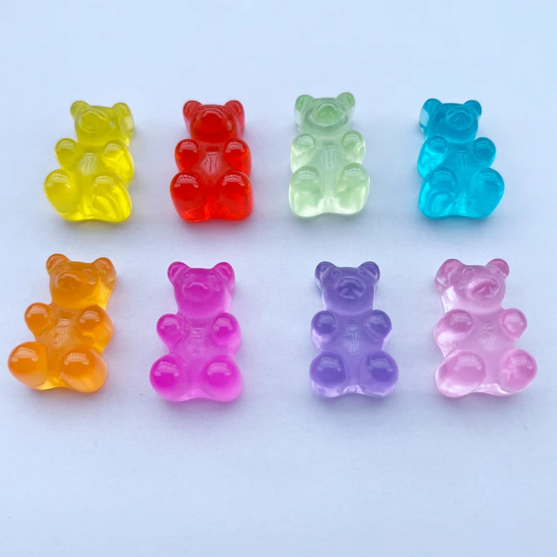 10 Cute Cartoon Crystal Transparent Bear Resin Flat Back Scrapbook DIY Ornament Jewelry Accessories 064