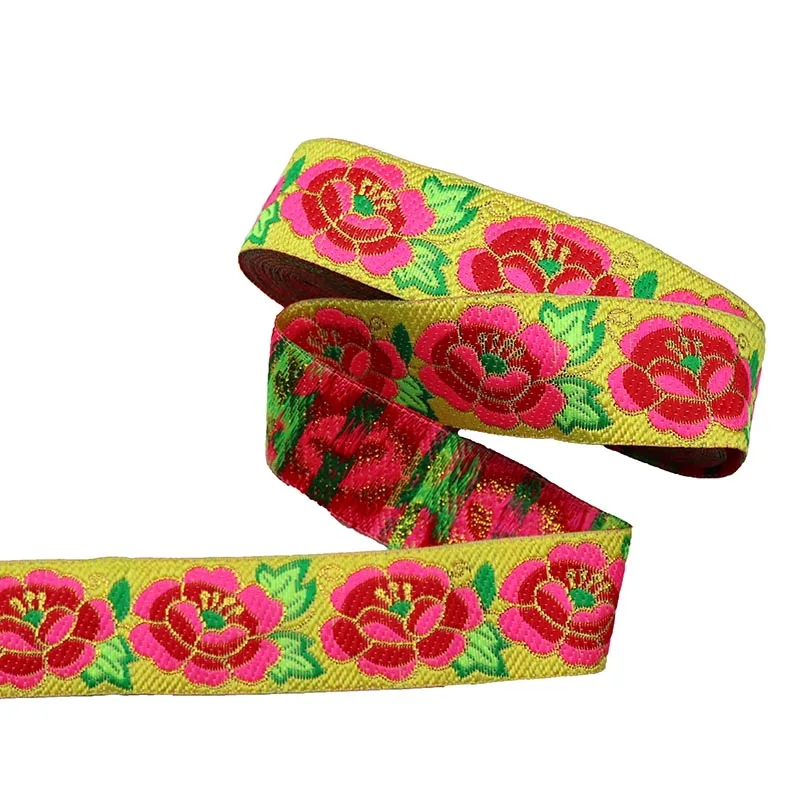 7 Meters 3.3cm Flowers Pattern Vintage Ethnic Embroidery Lace Ribbon  Boho Lace Trim DIY Curtain Clothes Sewing Ribbon Fabric