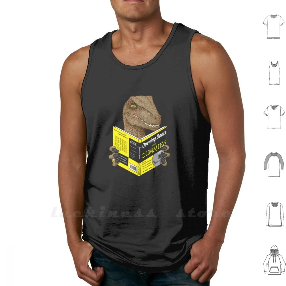 Opening Doors For Dummies Sleeveless Tank Top Vest Cotton Velociraptor Raptor Dinosaur For Dummies Funny Humor Parody Spoof