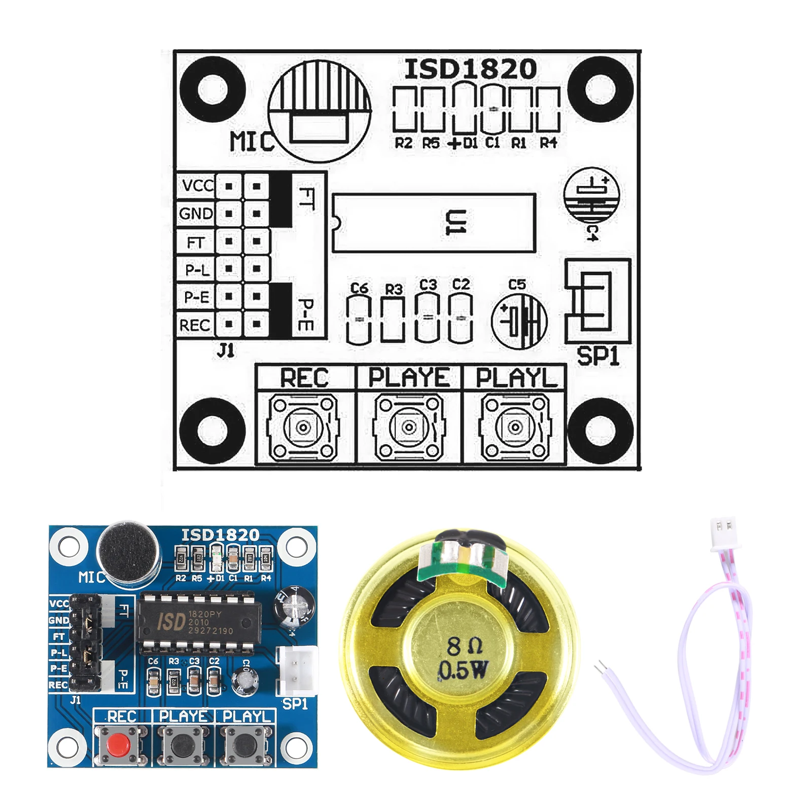 ISD1820 Voice Recording Recorder Module With Mic Sound Audio Loudspeaker