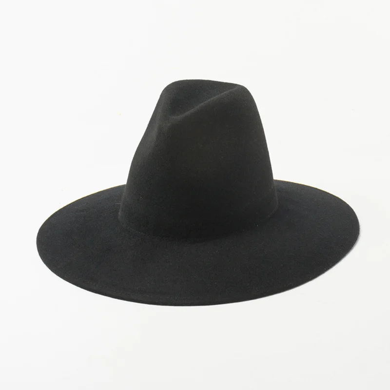 New Fashion High Top Wide Brim Church Wedding Fedora Hat Women Hat Men Crushable Felt Outback Hat 100% Wool Hats Winter Jazz Hat