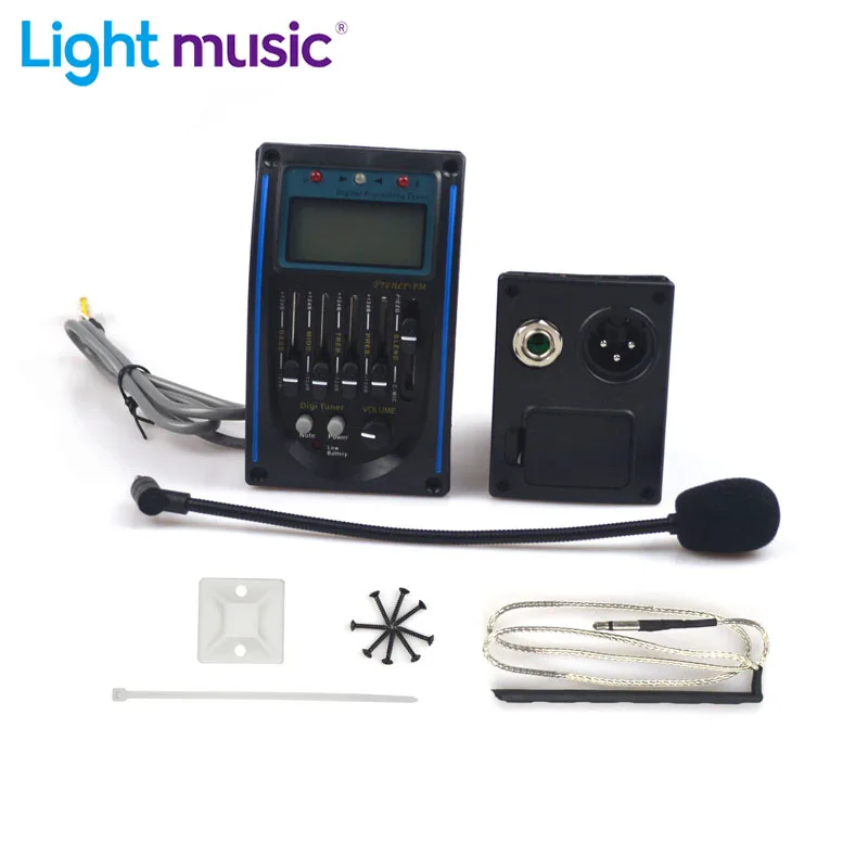 5 Band LC-5 with Micro Phone Acoustic Guitar pickup Guitar EQ Preamp EQ Equalizer Piezo Pickup Tuner LCD for Acoustic Guitar