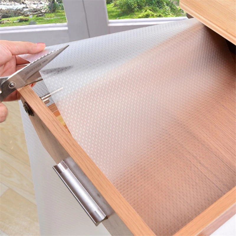 Cuttable Kitchen Drawer Shelves Liner Waterproof Closet Mat Home Cupboards Cabinet Non-Slip Placemat Moisture-Proof Pad