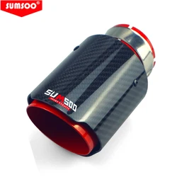 SUMSOO genuine red/blue stainless steel glossy carbon fiber car exhaust pipe  modified universal accessories muffler tail tip