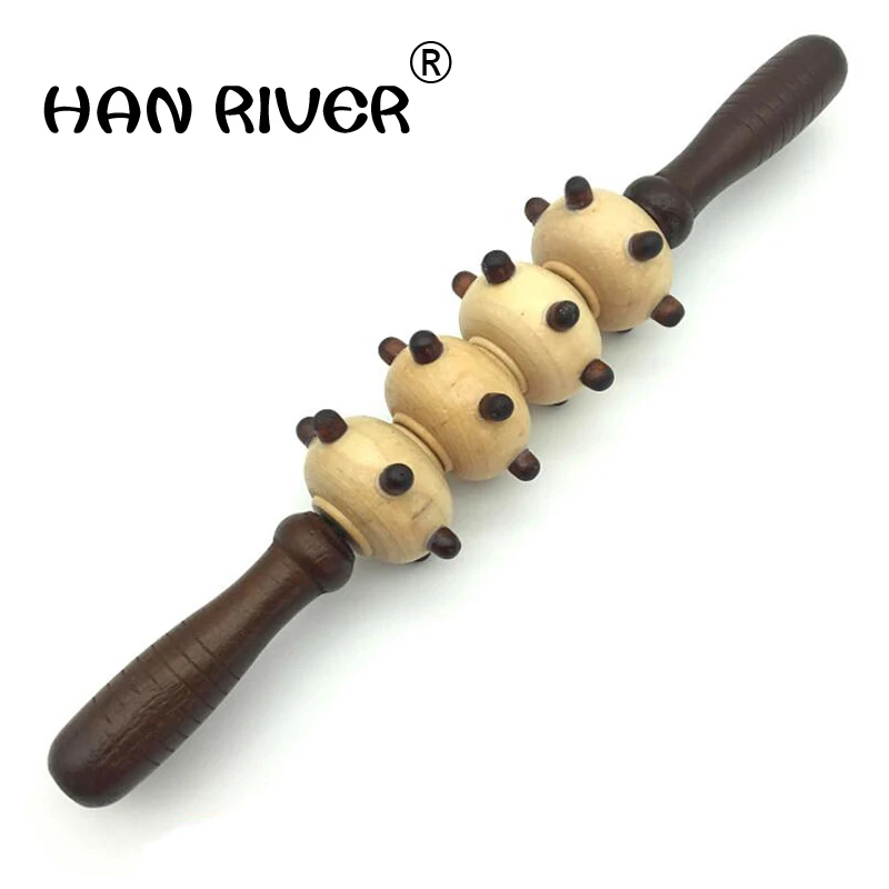 

HANRIVER wooden Meridian rod body massager belly back neck waist leg massage stick wooden roller massage hammer "