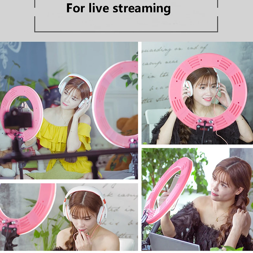 مصباح حلقي LED مقاس 14 بوصة مع حامل للهاتف ، وإضاءة للتصوير الفوتوغرافي ، ومدونات الفيديو ، والمكياج ، وصالون الأظافر