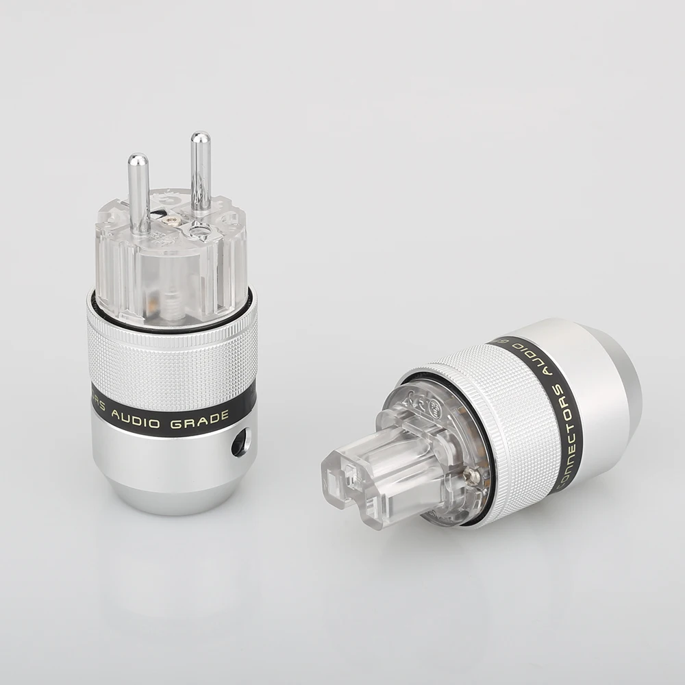 

5Pairs Audiocrast Aluminum Rhodium Plated Schuko Power Plug Male Connector+IEC Female Plug
