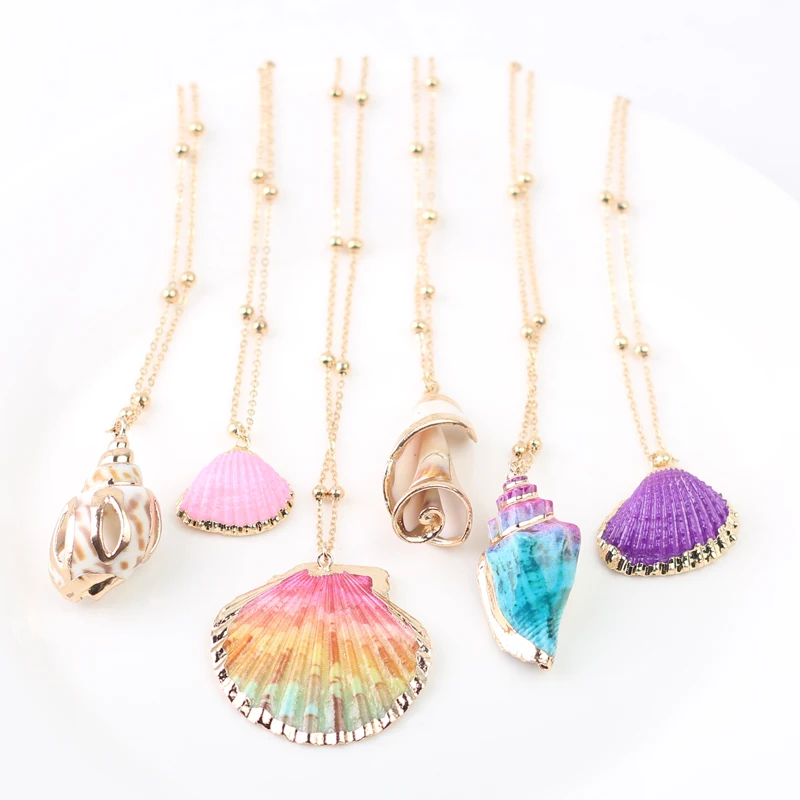 2023 Boho Conch Shell Necklace Shell Gold Shell Chain Necklace Women Seashell Choker Necklace Pendants Jewelry Bohemian Female