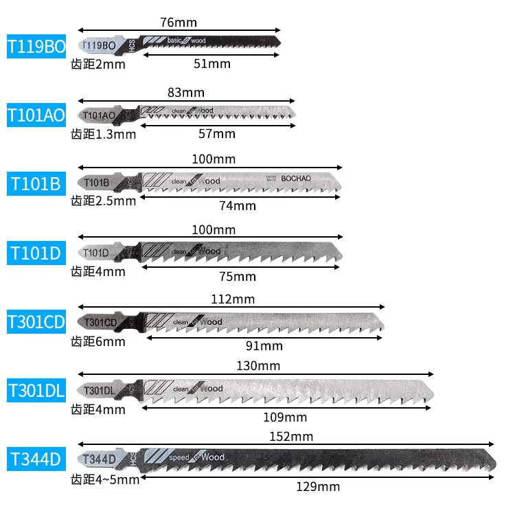 48ชิ้น Jig Saw ใบมีดโลหะทั่วไป Fine-Tooth กลางฟันใบเลื่อยอลูมิเนียมงานไม้ Saw ใบมีดผสมชุด48PC