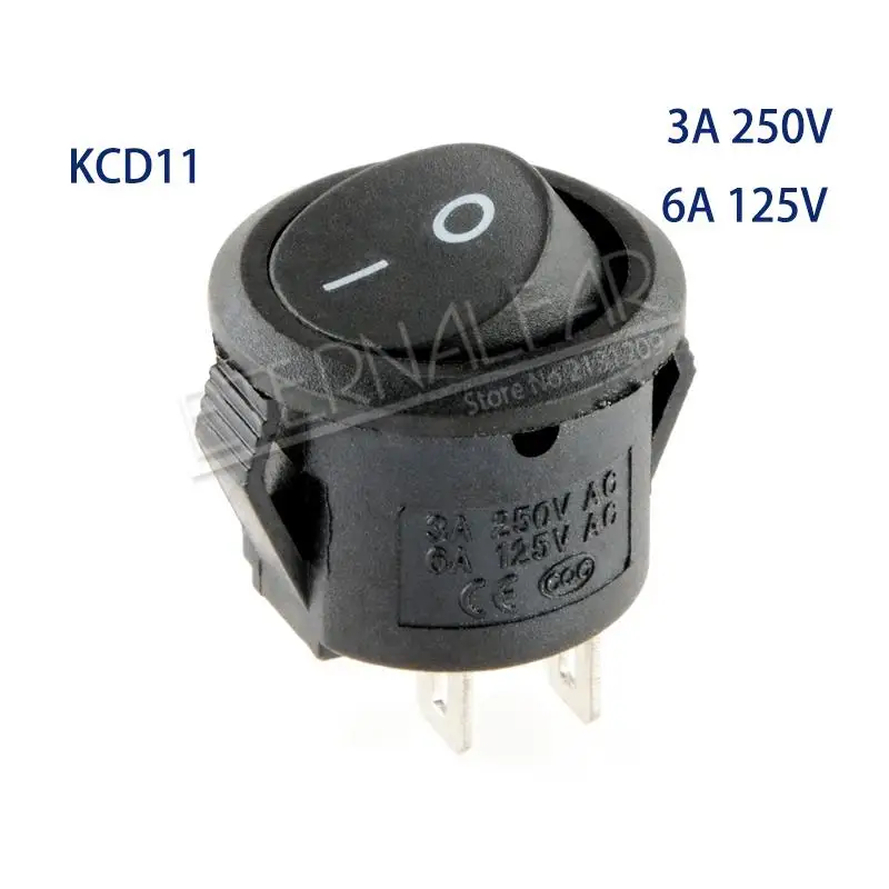 KCD11 3A 250V střídavého 6A 125V střídavého SPDT ON-OFF otevření 15MM plný kolo červená černá bílá 2 nohou 3 špendlík 2 akta koráb typ malý kolo spínač