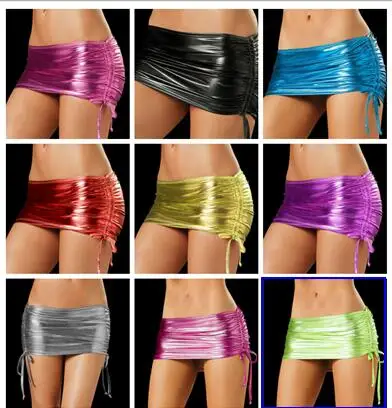 

10 Colors Women Sexy Faux Leather Skirts Low Waist Elastic Mini Short Skirt Multi Purpose For Nightclub