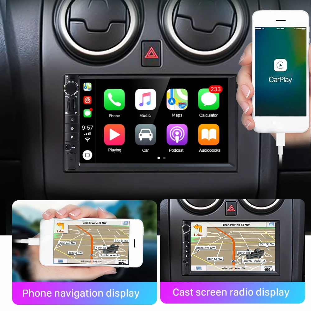 Android 10 Car Radio Multimedia Video Player Universal 2Din Double Din 7 inch Touch Screen DSP 4GB 64GB 8CORE GPS Carplay Polish