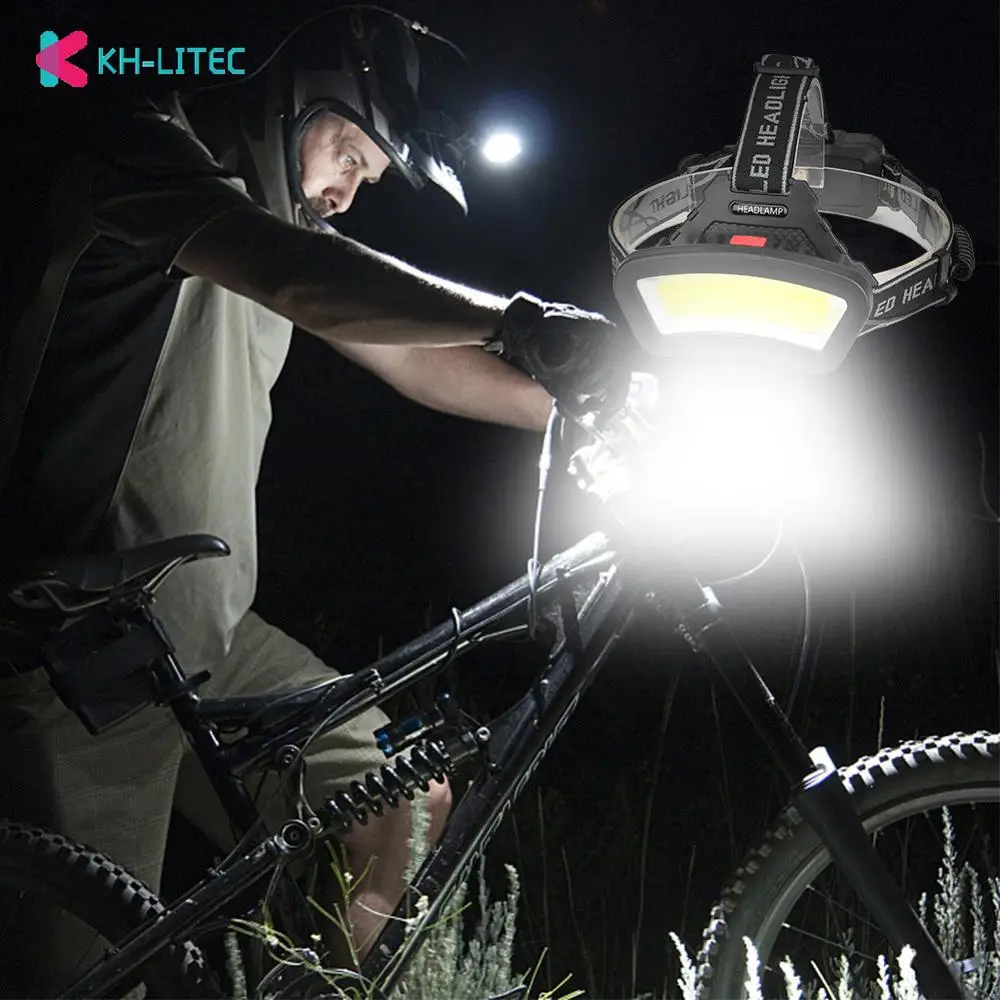 La più potente lampada frontale a LED COB lampada frontale a LED torcia elettrica torcia lampada frontale 18650 batteria migliore per la pesca in