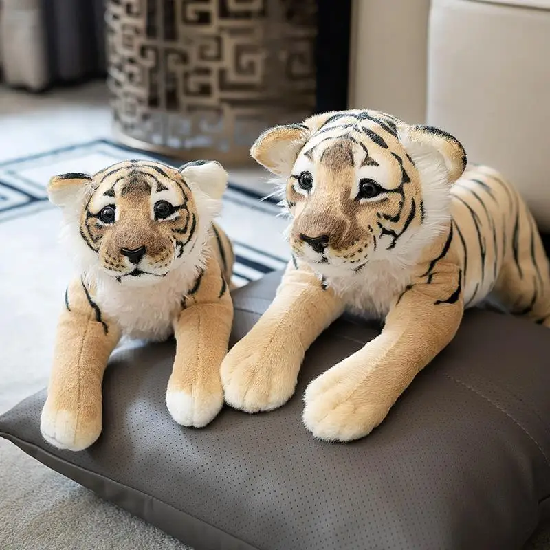 Soft Plush Toy Set - Tiger Lion Leopard Artificial Animals Baby Dolls Prone Design Birthday Xmas Gift for Kids B1800