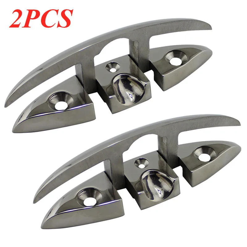 2PCS 6 Inch SS316 Boat Flip Up Folding Pull Up Cleat for marine boat yacht accessorie 316 Stainless Steel Flip Up Cleat 155x52mm