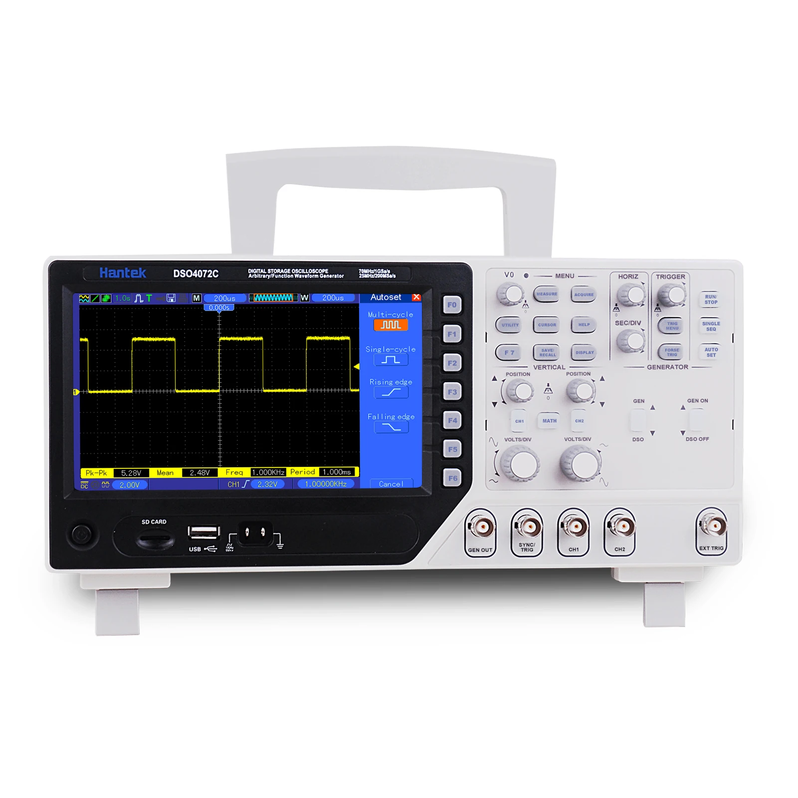 Hantek DSO4072C 2 Channel Digital Oscilloscope 1 Channel Arbitrary/Function Waveform Generator