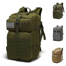 Large Capacity Tactical Army Assault Backpack, Outdoor 3P Molle Pack, Men for Trekking, Camping, Hiking, Camo, 45L