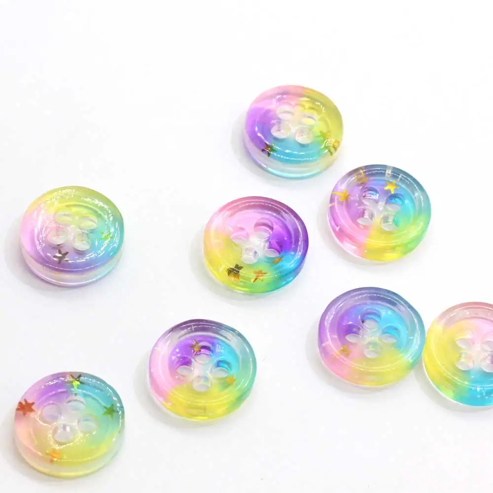 50/100pcs 15mm Mixed Colors Flat Round Coin Glitter Botton Colorful Edge Shirt Buttons for Clothing Children Diy Craft Sewing Su