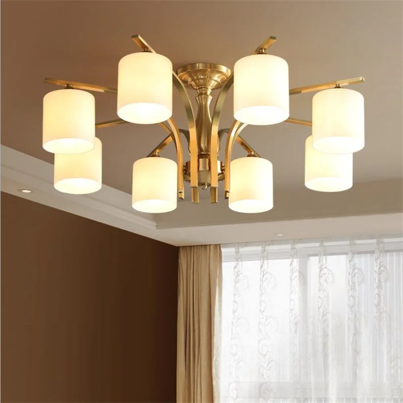 

Медная американская потолочная лампа, лампа для гостиной, спальни, кабинета, простые медные нордические лампы для создания атмосферы в простом стиле