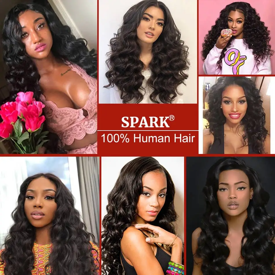 Spark-peruca brasileira com cabelo humano, 13x1, lace wig remy, fios ondulados profundos, parte frontal pré-selecionada