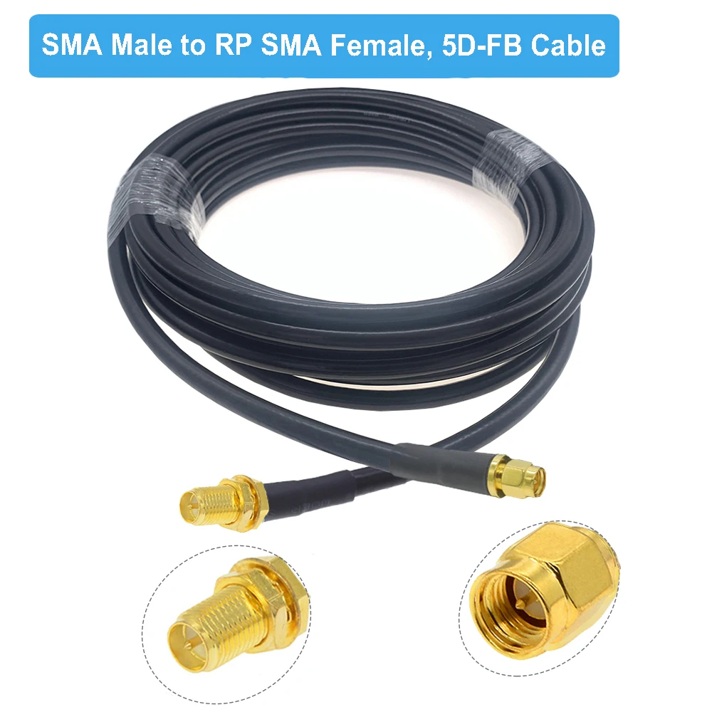 RP-SMA Female to SMA Male RF Adapter Cable 5D-FB Pigtail 50 Ohm Low Loss WIFI Antenna RF Coaxial Extension Cord Jumper Custom