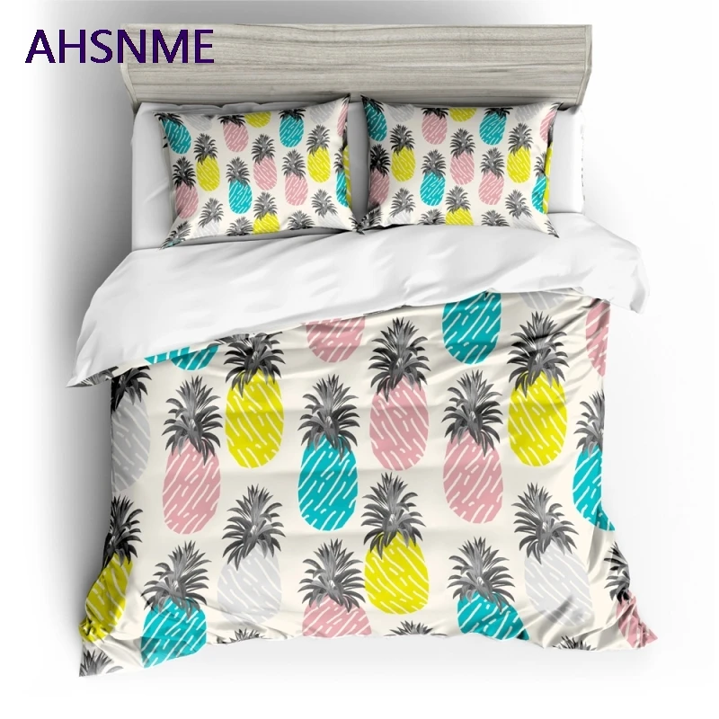 

AHSNME High Definition 3D Pattern Color Pineapple Cover Set Polyester Bedding Set Super King Queen Full Twin Size Bed Set