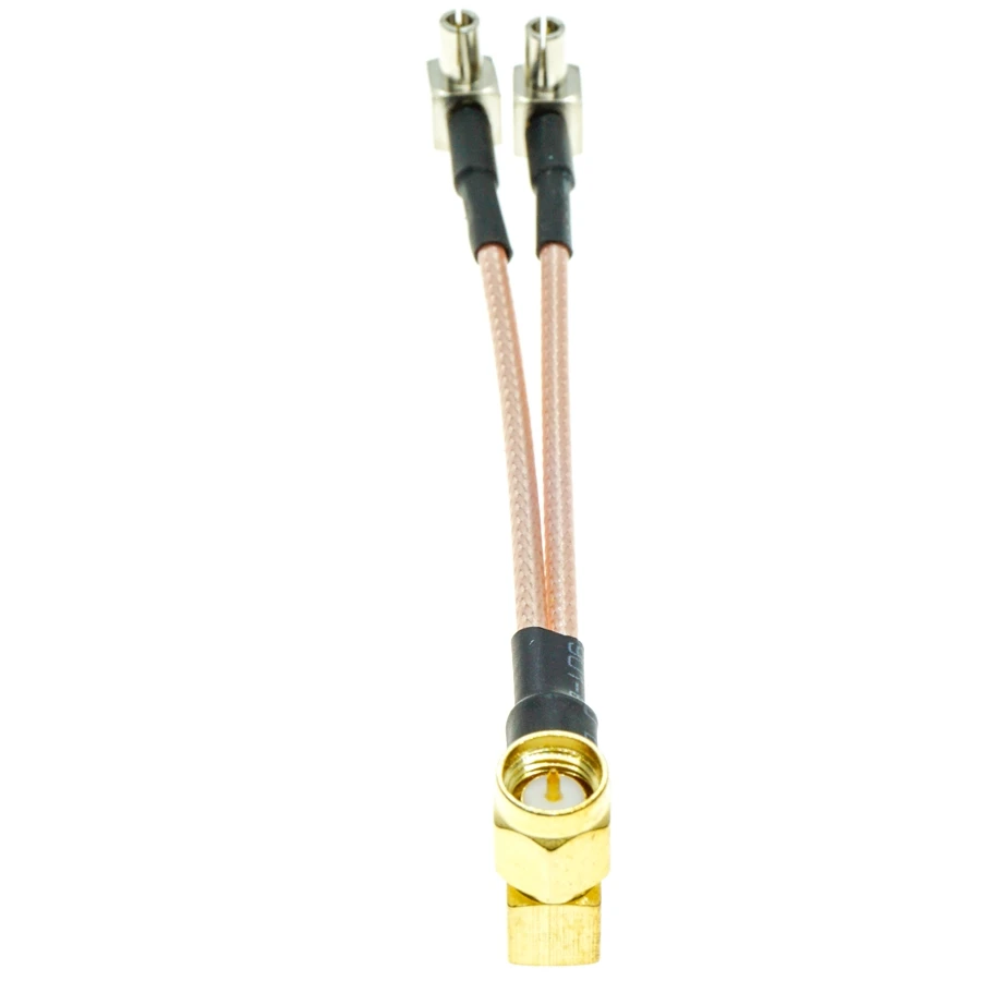 

SMA Male Right Angle to 2X TS9 Male Right Angle RA Y Type Splitter Combiner RF Coax Jumper Cable Pigtail RG316