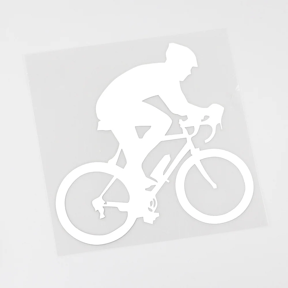 YJZT 12.1CMX11.9CM Bicycle Rider Bike Extreme sports Decal Vinyl Car Sticker Black/Silver 8A-0764