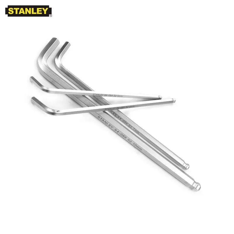 Stanley 1 piece extra long ball-end metric hex key torque key allen 1.5mm 2mm 2.5mm 3mm to 7mm 8mm 10mm L-shape wrench hexagon