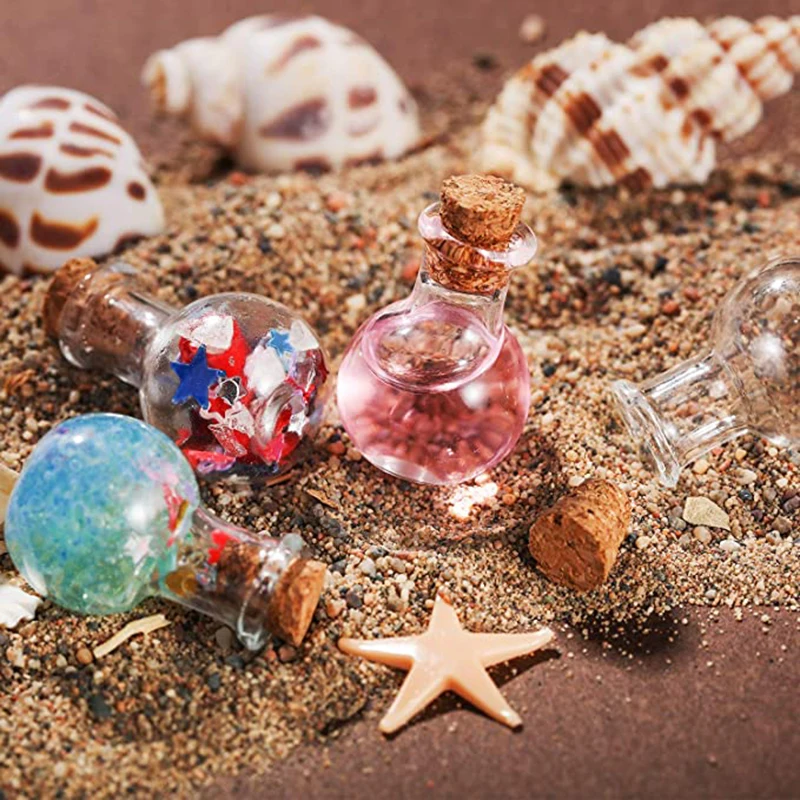 10Pcs Mini Glass Wishing Bottle With Cork Stoppers Clear Drifting Small Wishing Bottles For Wedding Party Home Decor Supplies