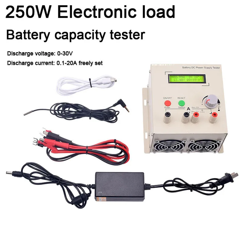 150W/250W Tester baterii 30V 20A baterie litowe pojemność ładowania Tester rozładowania obciążenie Li-ion Lifepo4 kwasowo-ołowiowy