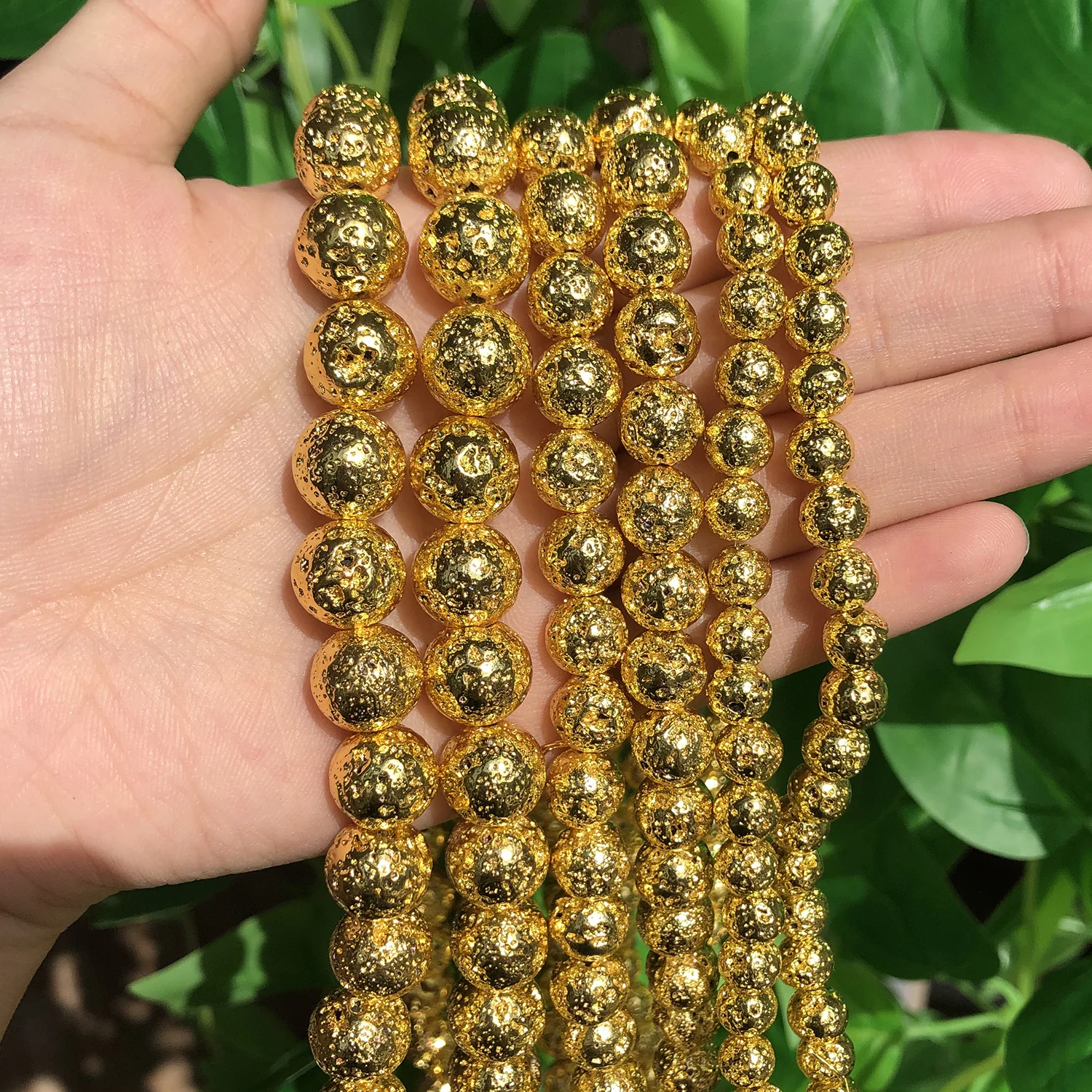 

Камень лавовый круглый с золотым покрытием, 15 дюймов, 4/6/8/10 мм