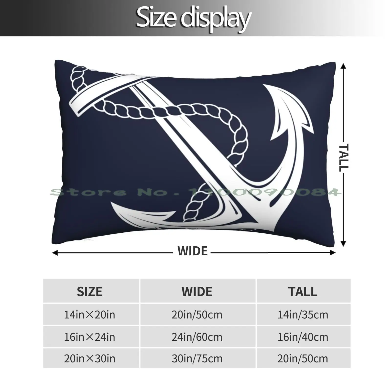 Anchor White & Navy Pillow Case 20x30 50*75 Sofa Bedroom Marine Anchors Navy White Blue Ropes Boating Boaters Fishermans Unique