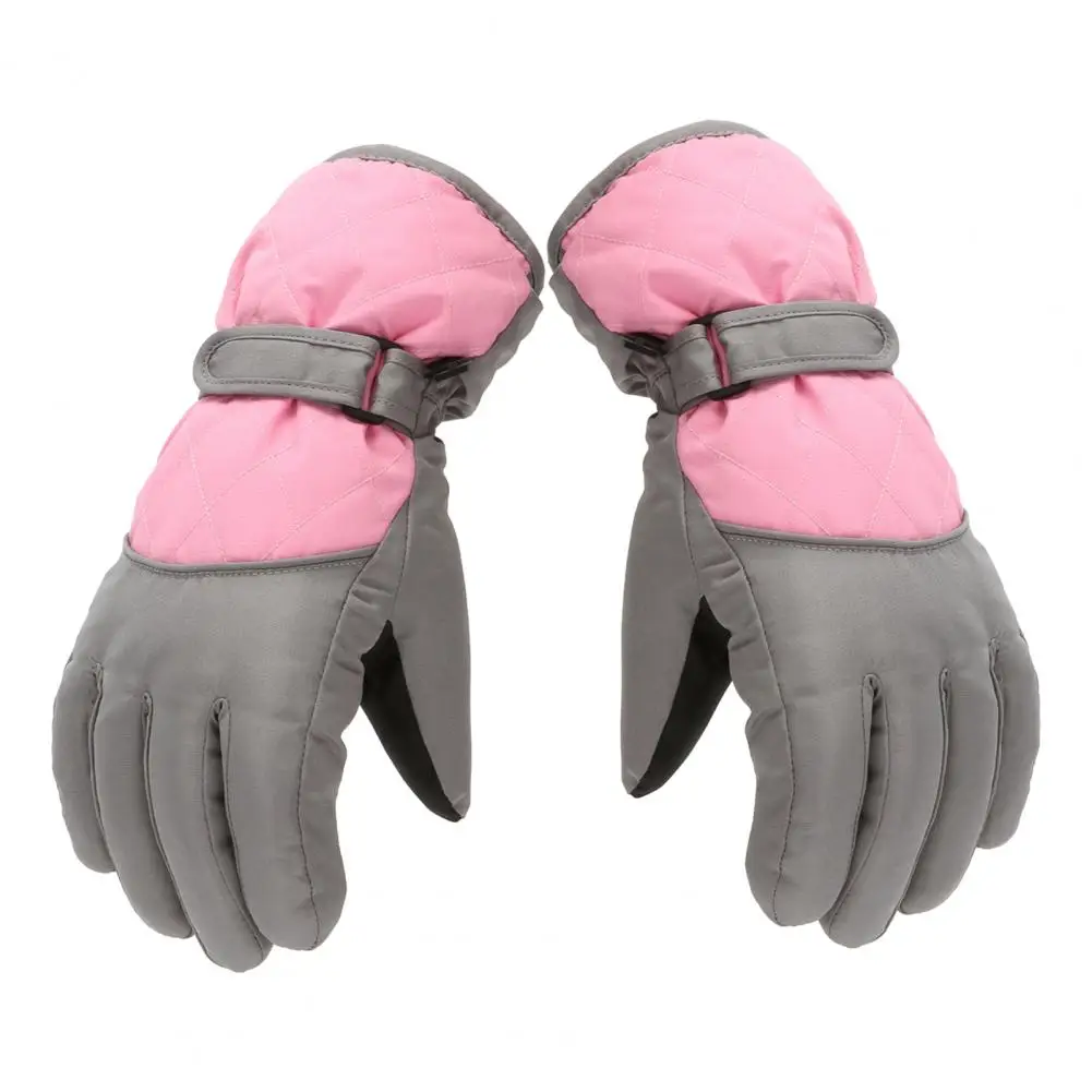 1 Pair Winter Gloves Windproof Wide Applicability Knitted Fabric Waterproof Anti-slip Kids Warm Gloves for Cycling