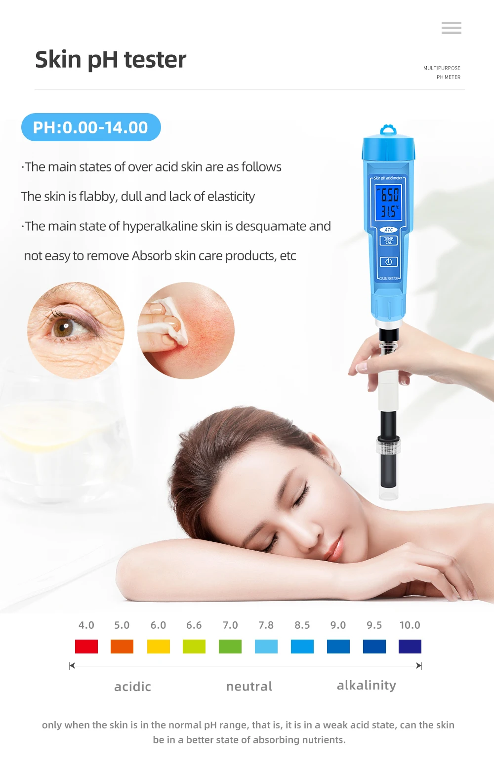 PH-6118 Độ Ph Da Acdimeter 2 Trong 1 Nhiệt Độ PH Bút Thử Tự Động Hiệu Chỉnh Máy Đo Độ PH Có Đèn Nền Cho Thịt Sữa Hoa Quả phòng