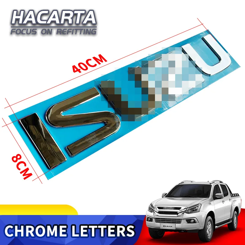 3D Silver Logo For Isuzu D-MAX Chrome Emblem Badge Car Rear Trunk Lid Sign Nameplate Decoration Sticker MUX SUV PICKUP TRUCK