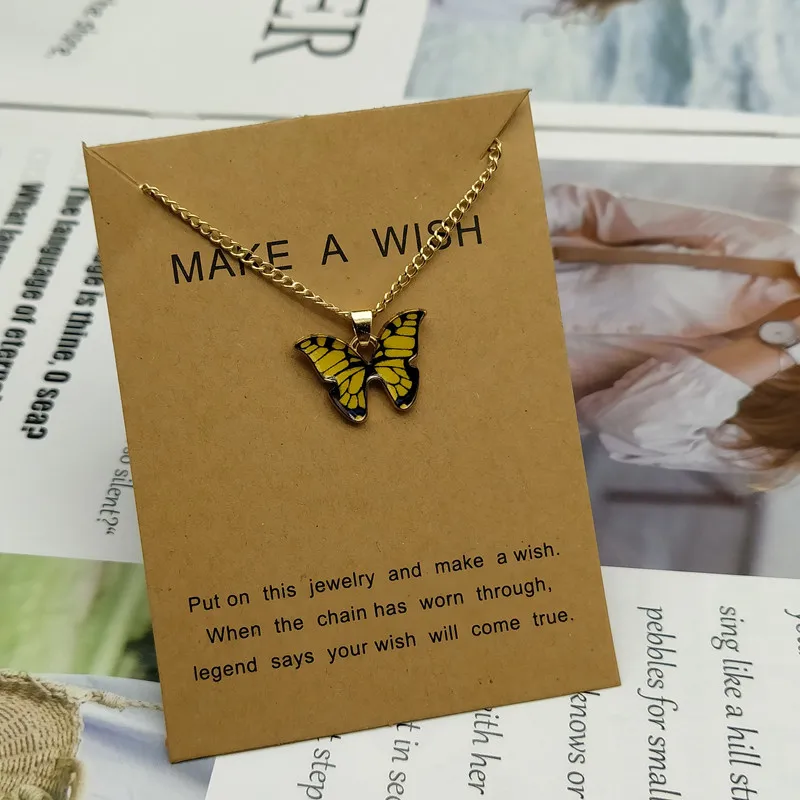 Korean Fashion Cute Butterfly Pendant Necklace for Women Golden Color Statement Necklace Jewelry Gifts Wholesale Dropshipping