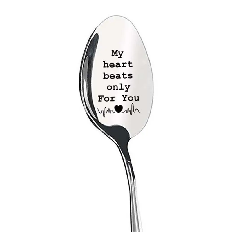 Stainless Steel Ice Cream Dessert Tea Spoon I Love you series Small Love Gift Drinking Honey Spoon Coffee Party Wedding Flatware