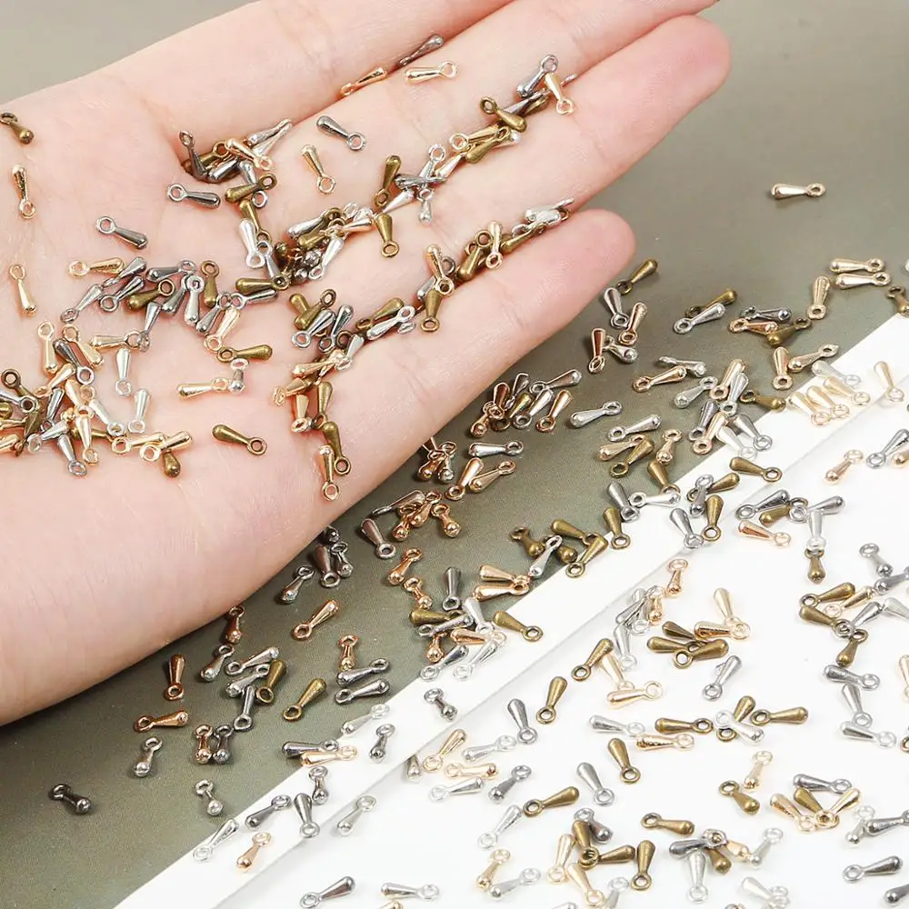 2x7 mm10 0 개/몫 구리 물방울 코드 DIY 목걸이 팔찌 크림프 끝 확장 체인 꼬리 걸쇠에 사용